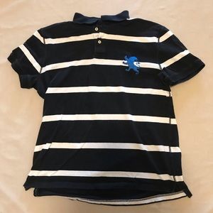 Express XL Black and White Striped Polo